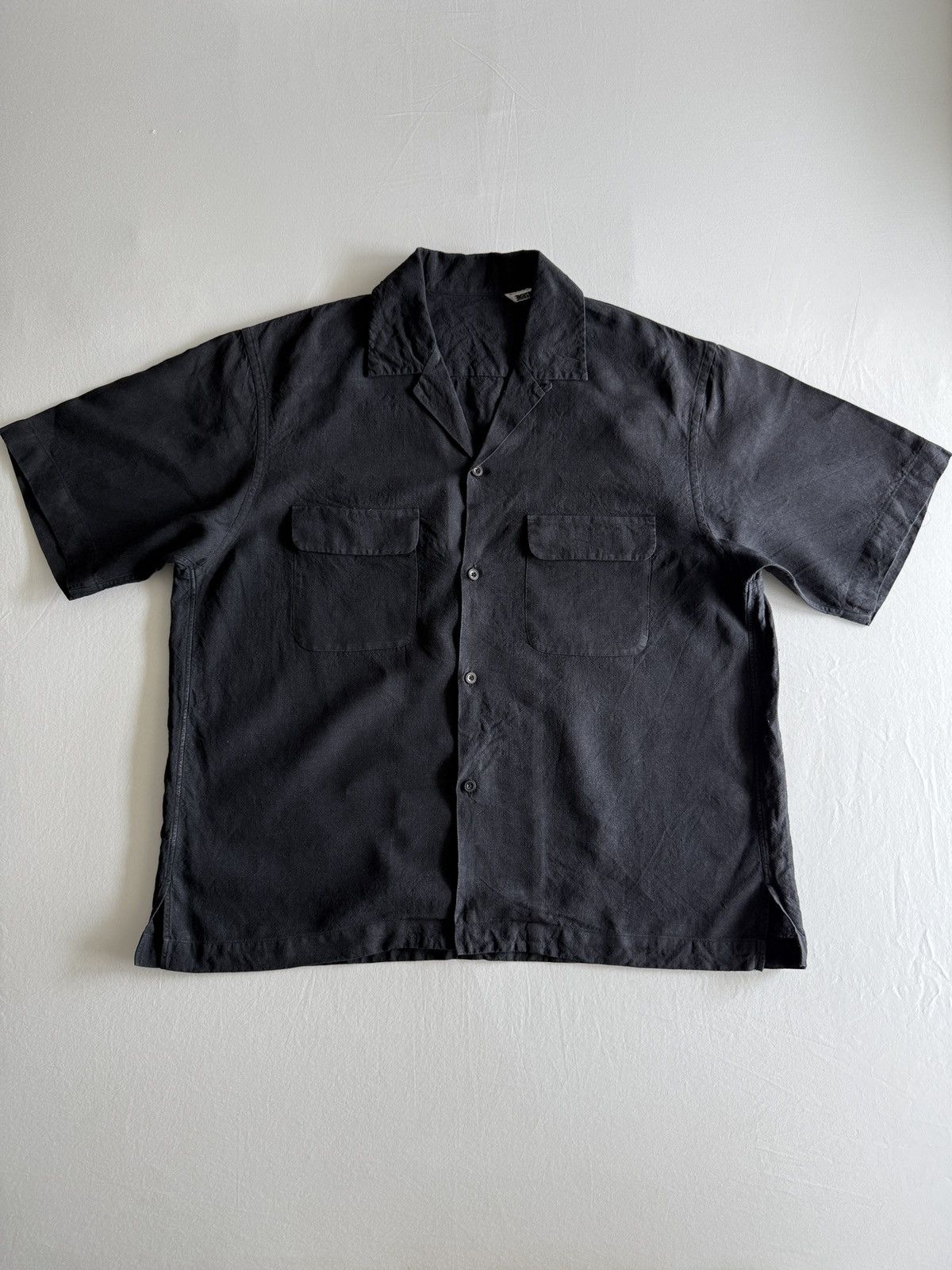 Japanese Brand Kaptain Sunshine Black Linen/Silk Camp Collar Shirt Size US XL / EU 56 / 4 - 1 Thumbnail