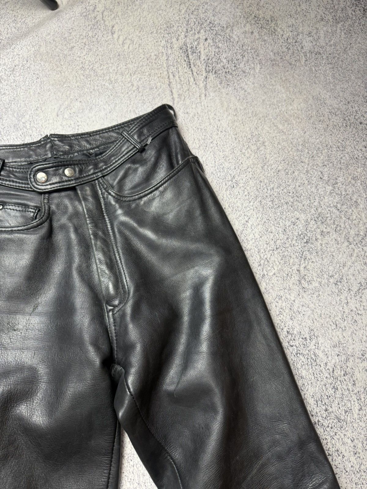 Leather Mens Vintage Biker Leather Pants stripe's Japanese brand y2k Size US 31 - 7 Thumbnail