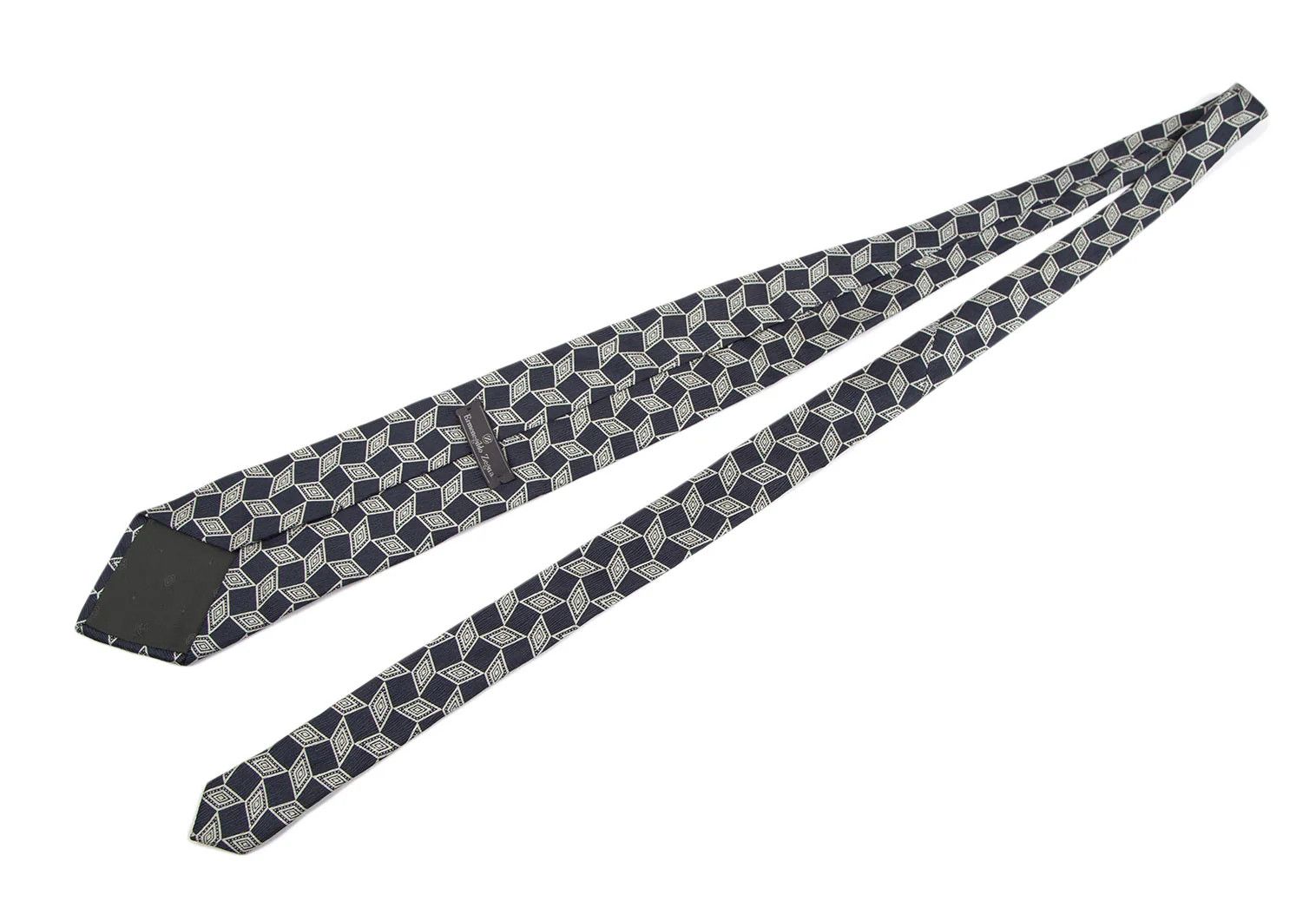 Dries Van Noten Geometric Print Silk Tie in Navy Blue Size ONE SIZE - 5 Thumbnail