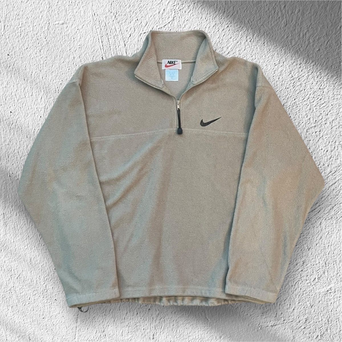 Nike Vintage 90s Nike 1/4 Zip Thermal Sweatshirt Tan Streetwear Size US XL / EU 56 / 4 - 1 Thumbnail