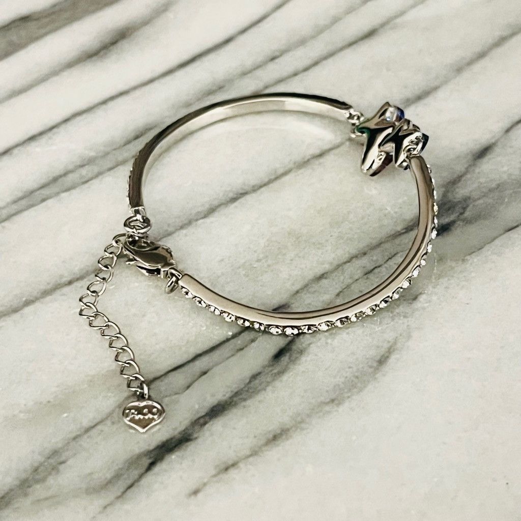 Jewelry Crystal Butterfly Bracelet Blue Purple Pink Bangle Rhodium Size ONE SIZE - 6 Thumbnail