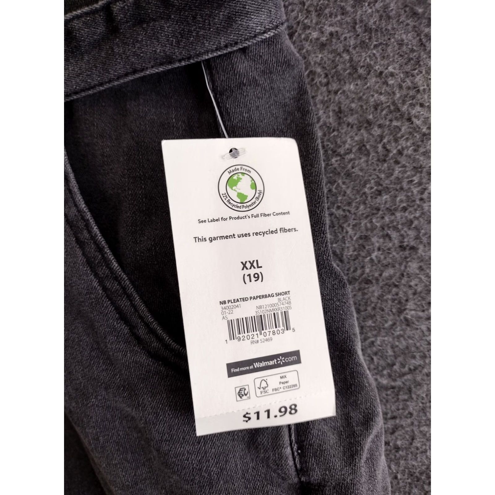 Vintage No Boundaries Denim Shorts Black Paper Bag Pleated 2XL High Rise Belted Pockets Stretch Casual Womens Size 40" / US 18 - 6 Thumbnail
