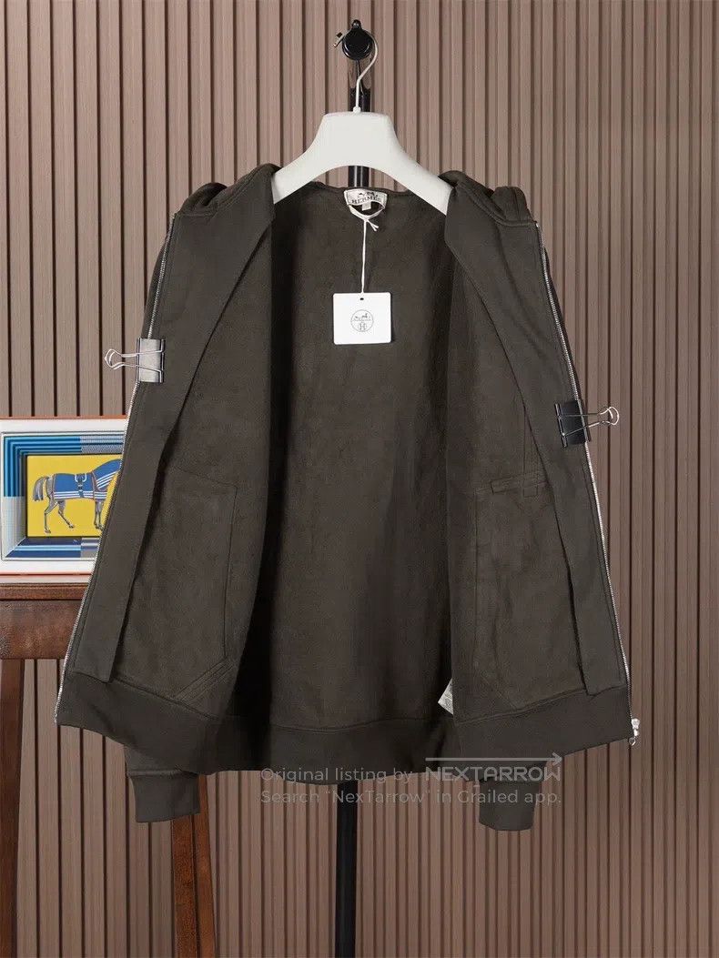 Hermes Hermes Men's Autumn and Winter Hooded Sports Wear with Lea Size US L / EU 52-54 / 3 - 3 Thumbnail
