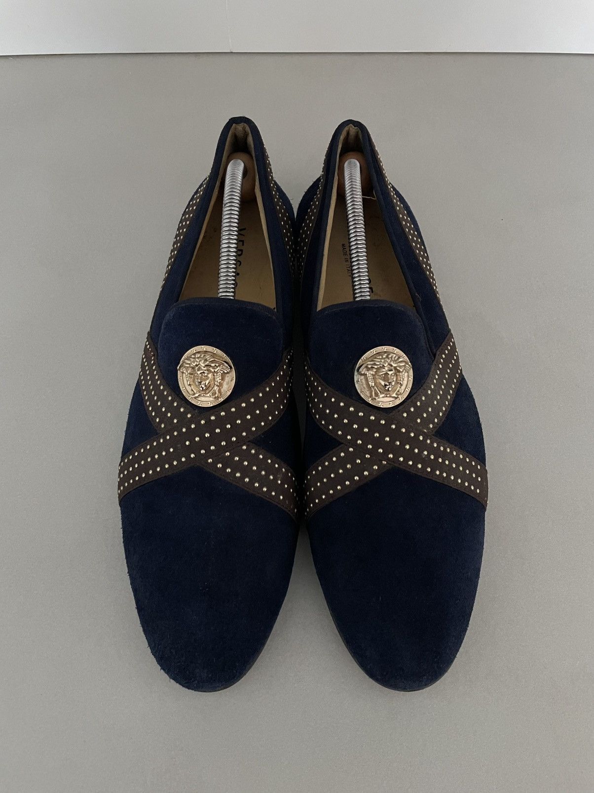 Versace Versace Medusa Suede Leather Men Loafers Blue RARE Size US 10.5 / EU 43-44 - 2 Thumbnail