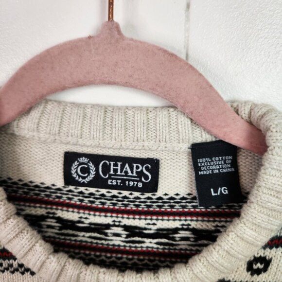 Chaps Chaps Logan Men’s Large Chunky Knit Winter Sweater Red White Size US L / EU 52-54 / 3 - 5 Thumbnail