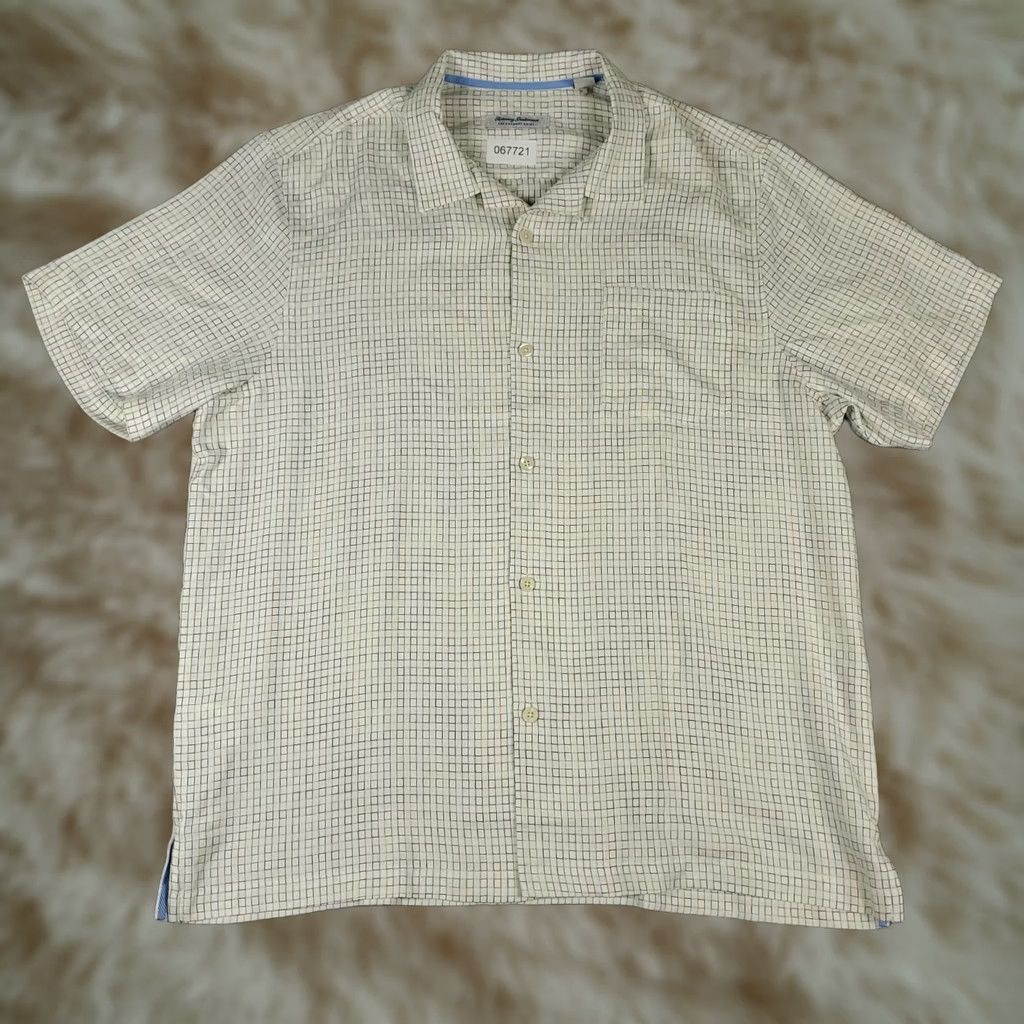 Tommy Bahama Tommy Bahama Shirt Mens XL Button-Up Short Sleeve Collared Hawaiian Check Yellow Modal Size US XL / EU 56 / 4 - 1 Thumbnail