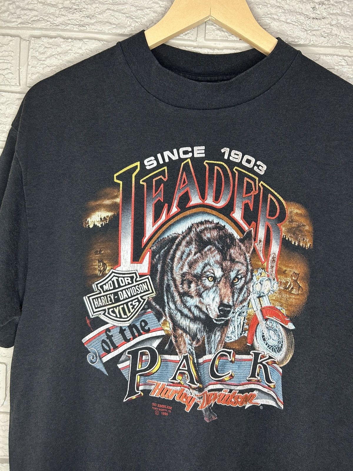 Harley Davidson Vintage 90s Harley Davidson 3D Emblem Leader Of The Pack T Size US XL / EU 56 / 4 - 2 Thumbnail