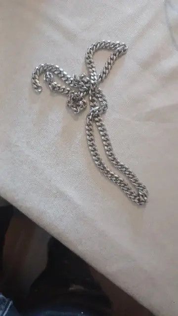 Other Silver Color 7 mm Width + 50 cm Length Cuban Chain Necklace Size ONE SIZE - 3 Thumbnail