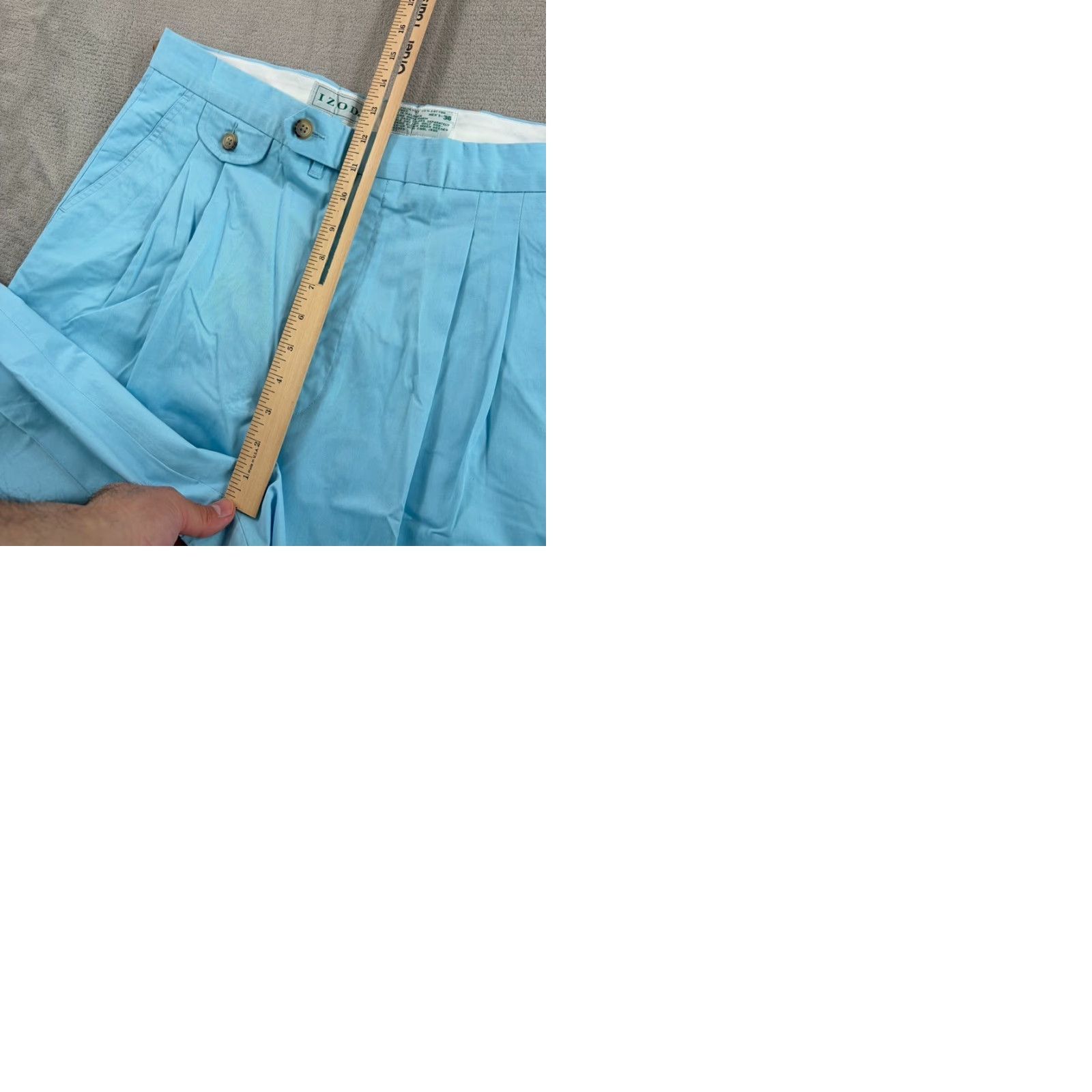 Izod VINTAGE IZOD Dress Pants Blue 36x34 Men Regular 80s Preppy Straight Pleated Button ZIP/Side Tabs Size US 36 / EU 52 - 9 Thumbnail