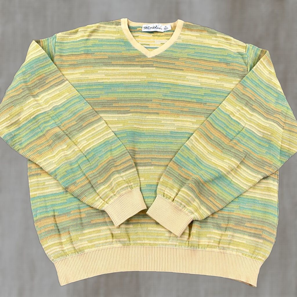 Vintage VINTAGE St. Croix Mens Sweater Pullover Adult XL Long Sleeve Striped Knit Yellow Casual Size US XL / EU 56 / 4 - 1 Thumbnail