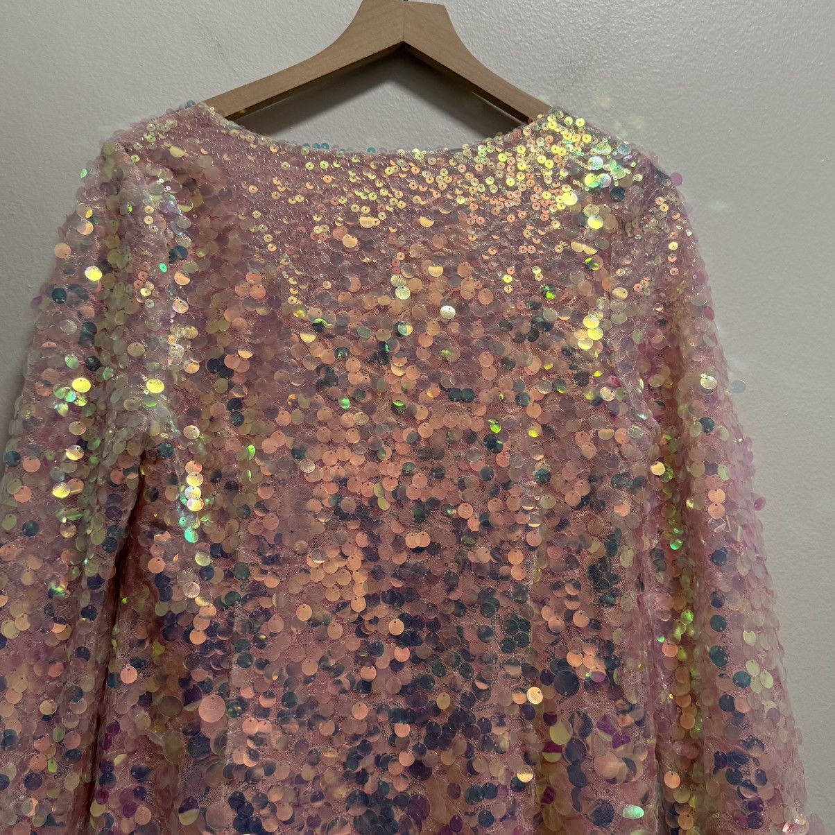 LoveShackFancy NWT Loveshackfancy pink iridescent sequin pailette dress Size M / US 6-8 / IT 42-44 - 13 Thumbnail