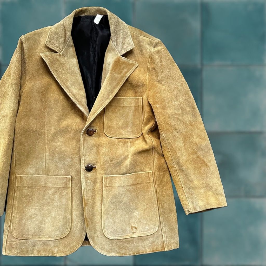 Vintage VINTAGE 1960s Western Leather Suede Coat Jacket Men 44 Brown Hippie Rockabilly 60s 70s Size US S / EU 44-46 / 1 - 1 Thumbnail