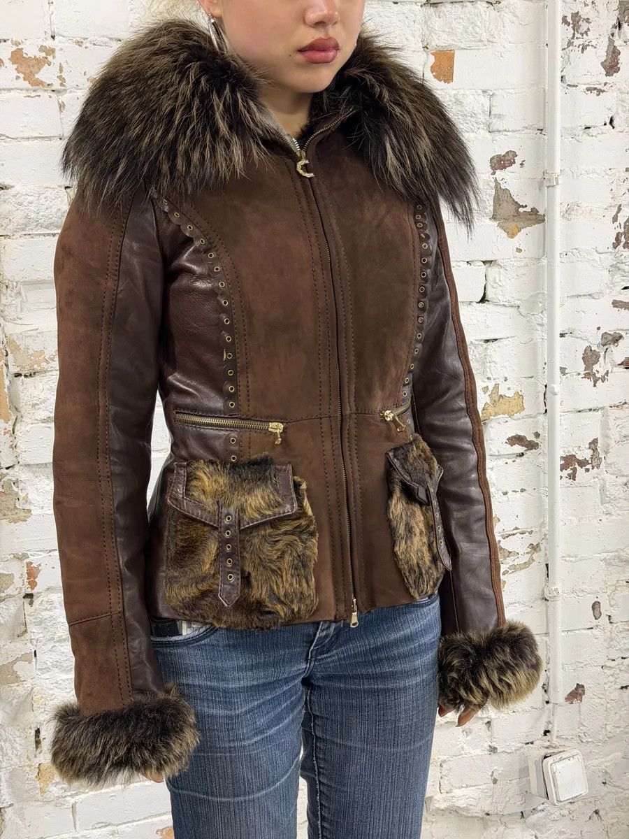 Roberto Cavalli 2000s Roberto Cavalli Brown Fur Leather Premium Jacket Size S / US 4 / IT 40 - 9 Thumbnail