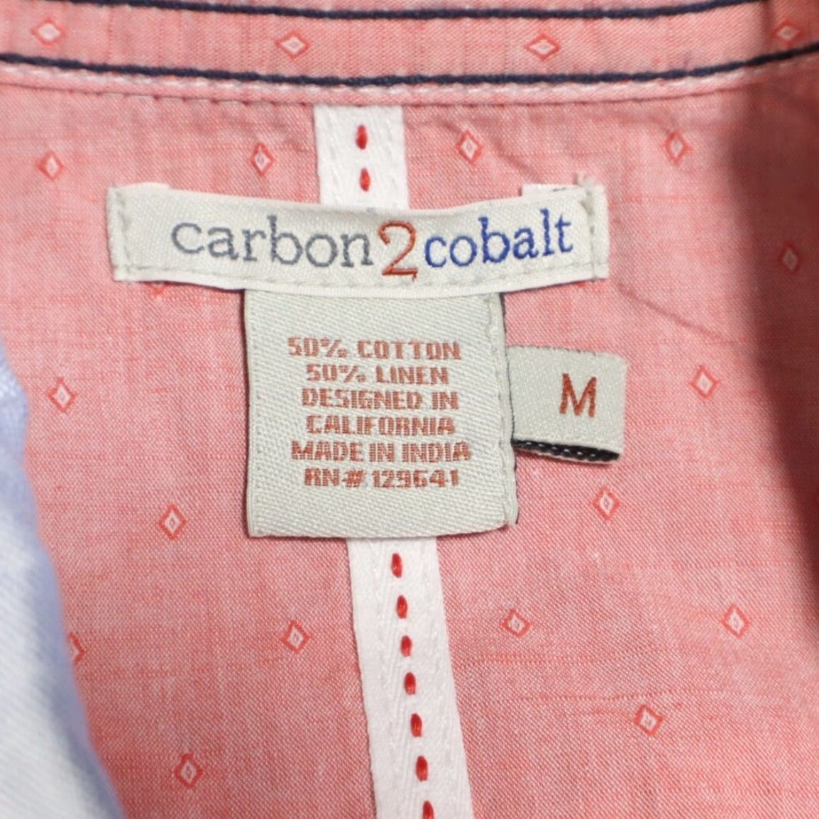 Carbon2Cobalt Carbon 2 Cobalt Linen Cotton Blend Solid Long Sleeve Button Up Shirt Blue Men's M Size US M / EU 48-50 / 2 - 5 Thumbnail