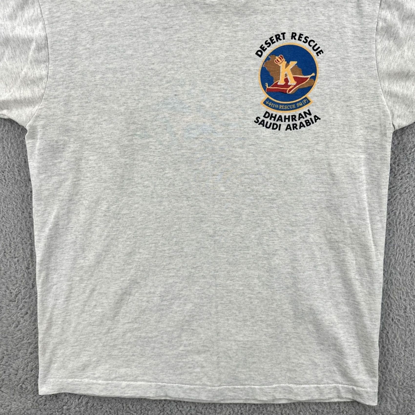 Fruit Of The Loom VINTAGE Fruit Of The Loom Shirt L Gray USA Made Desert Rescue Dhahran Saudi Arabia Mens 90s Army Patriotic Size US L / EU 52-54 / 3 - 5 Thumbnail