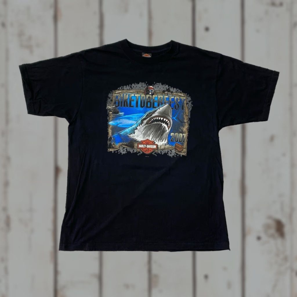 Harley Davidson Harley-Davidson Florida Shark Biketober Graphic T-Shirt Black 2XL Mens Crew Neck Short Sleeve Graphic Print Cotton Logo Vintage No Size US XXL / EU 58 / 5 - 1 Thumbnail