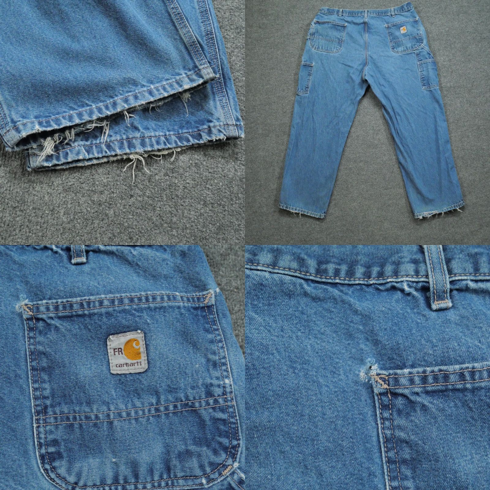 Carhartt VINTAGE Carhartt Jeans Mens 42x30 Blue Pants Workwear Flame Resistant Distress FRB13 DNM Size US 40 / EU 56 - 9 Thumbnail