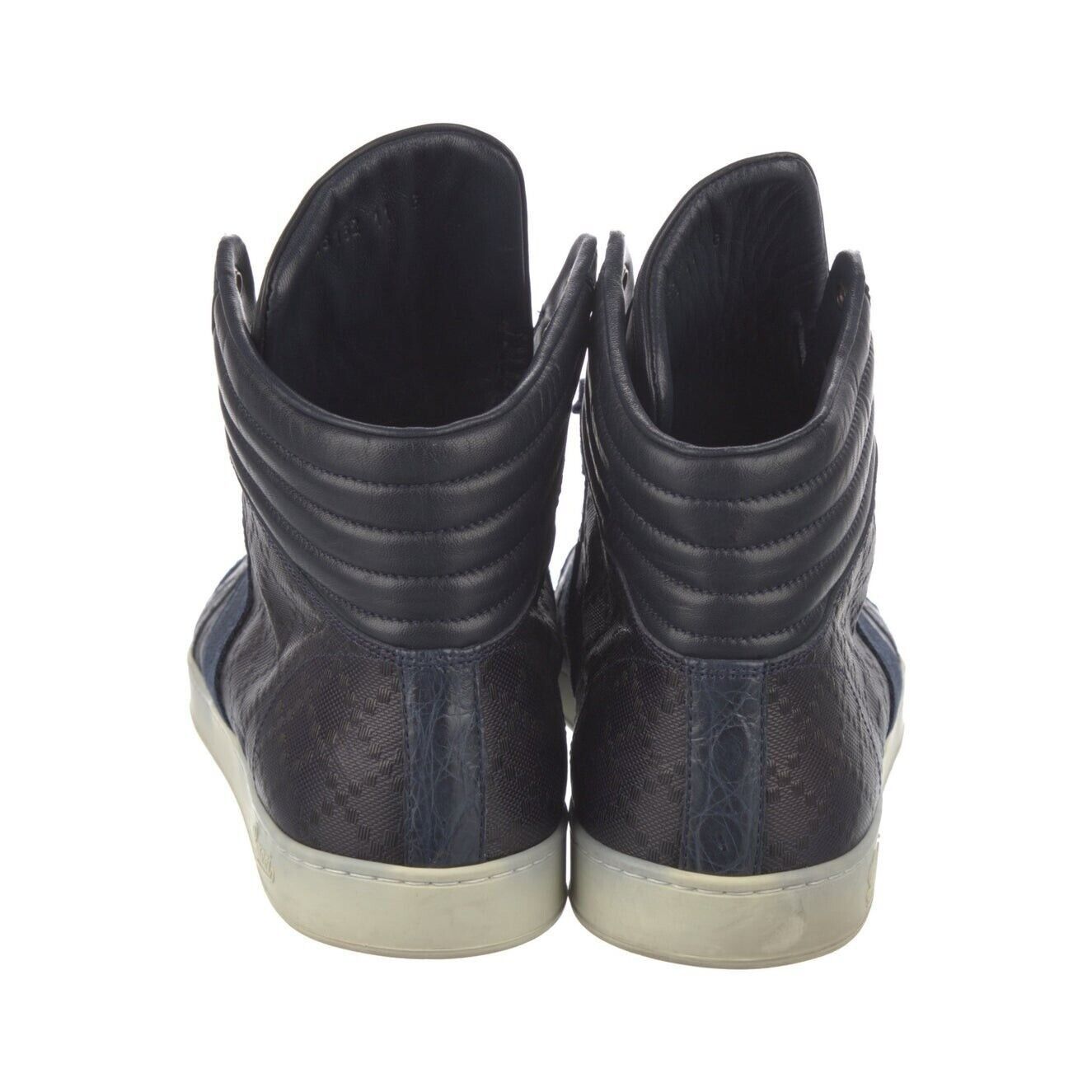 Gucci GUCCI Web Sneakers Diamante Blue Leather Crocodile Trim 10 G Size US 11 / EU 44 - 4 Thumbnail