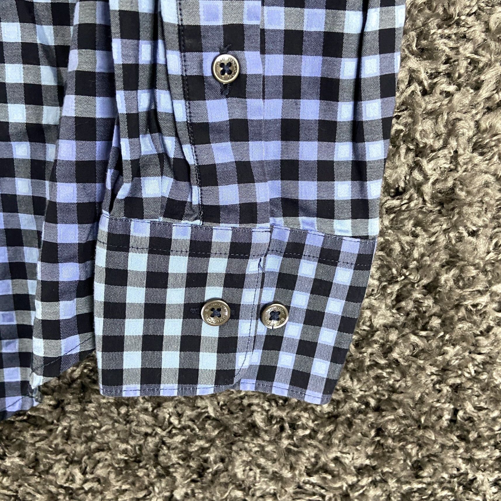 BUGATCHI Bugatchi Mens L Blue Plaid Classic Fit Long Sleeve Button-Up Shirt Size US L / EU 52-54 / 3 - 3 Thumbnail