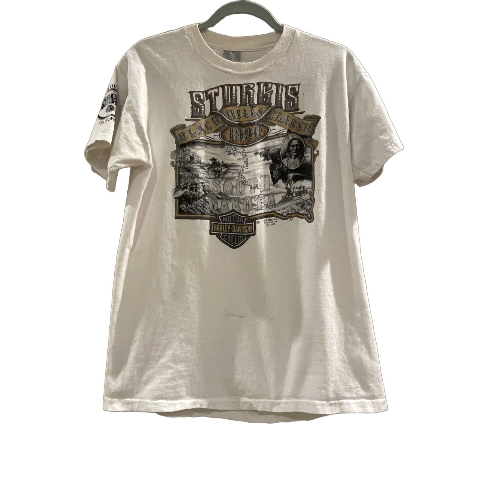 Harley Davidson VTG Harley-Davidson Shirt Mens T-Shirt 1990s Sturgis South Dakota Harley Davidson Logo 90s Biker Cotton Blend White Short Sleeve Crew Neck Size L Size US L / EU 52-54 / 3 - 1 Thumbnail