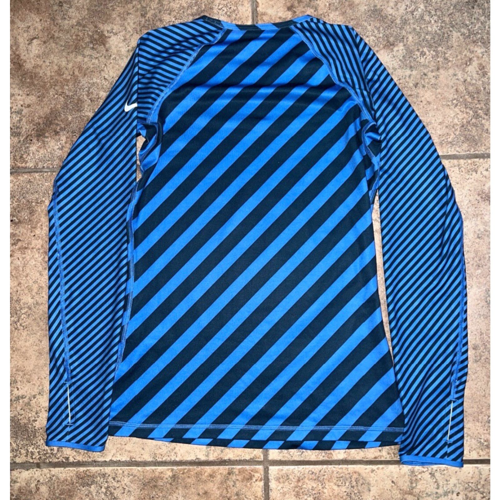 Nike Nike Pro Long Sleeve Shirt Womens M Blue Striped Athletic Shirt Size M / US 6-8 / IT 42-44 - 4 Thumbnail