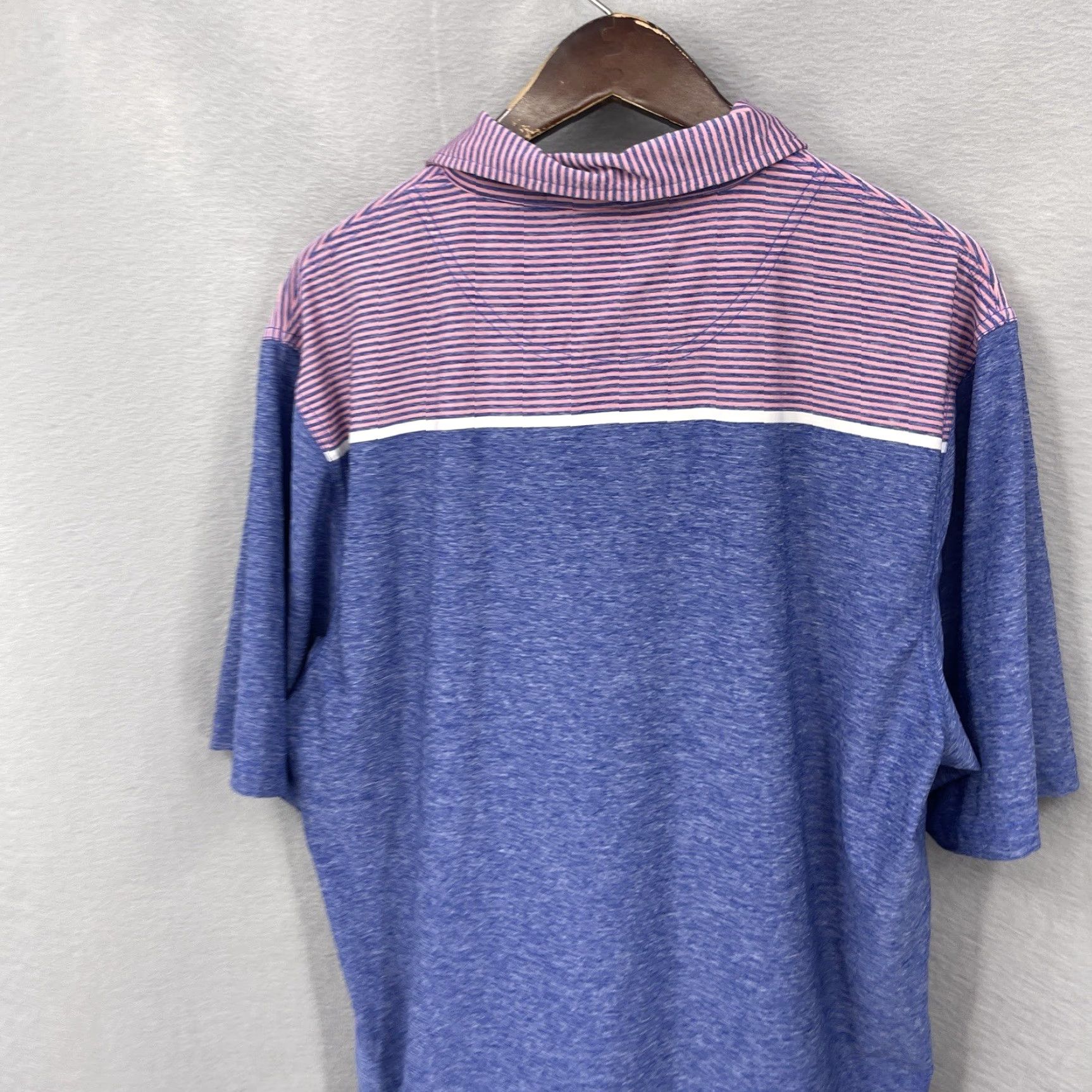Vintage Byron Nelson Polo Shirt Mens Large Blue Pink Striped Golf Performance Preppy Dad Size US L / EU 52-54 / 3 - 5 Thumbnail