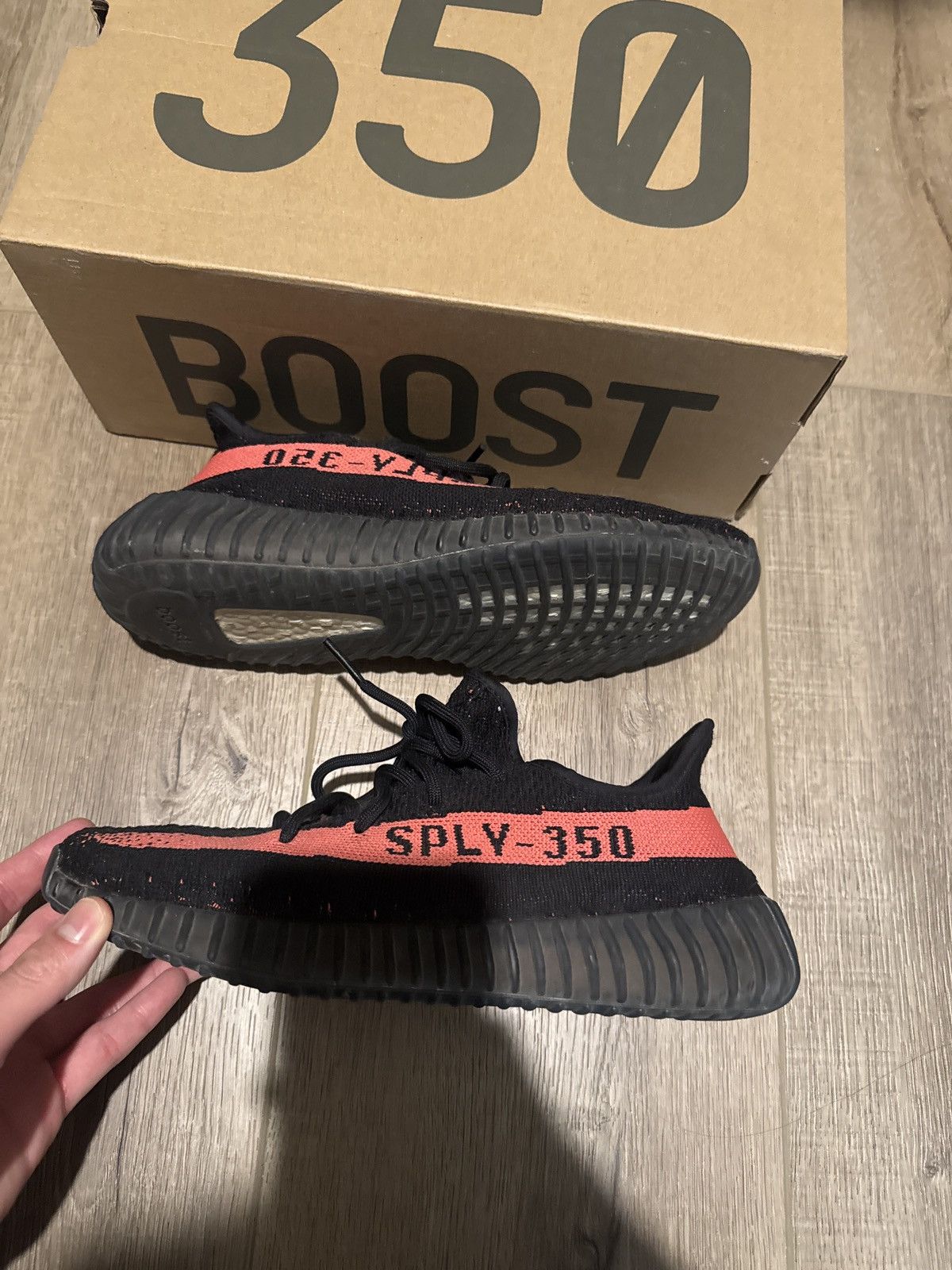 Yeezy Adidas Yeezy Boost 350 V2 Bred Black Red Size US 9 / EU 42 - 2 Thumbnail