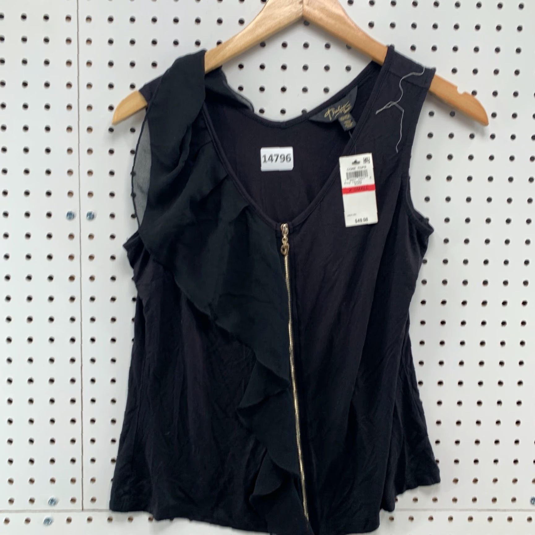 Vintage NEW Thalia Sodi Blouse Womens Sleeveless Front Zipper XS Black Fashion Core Size XS / US 0-2 / IT 36-38 - 2 Thumbnail