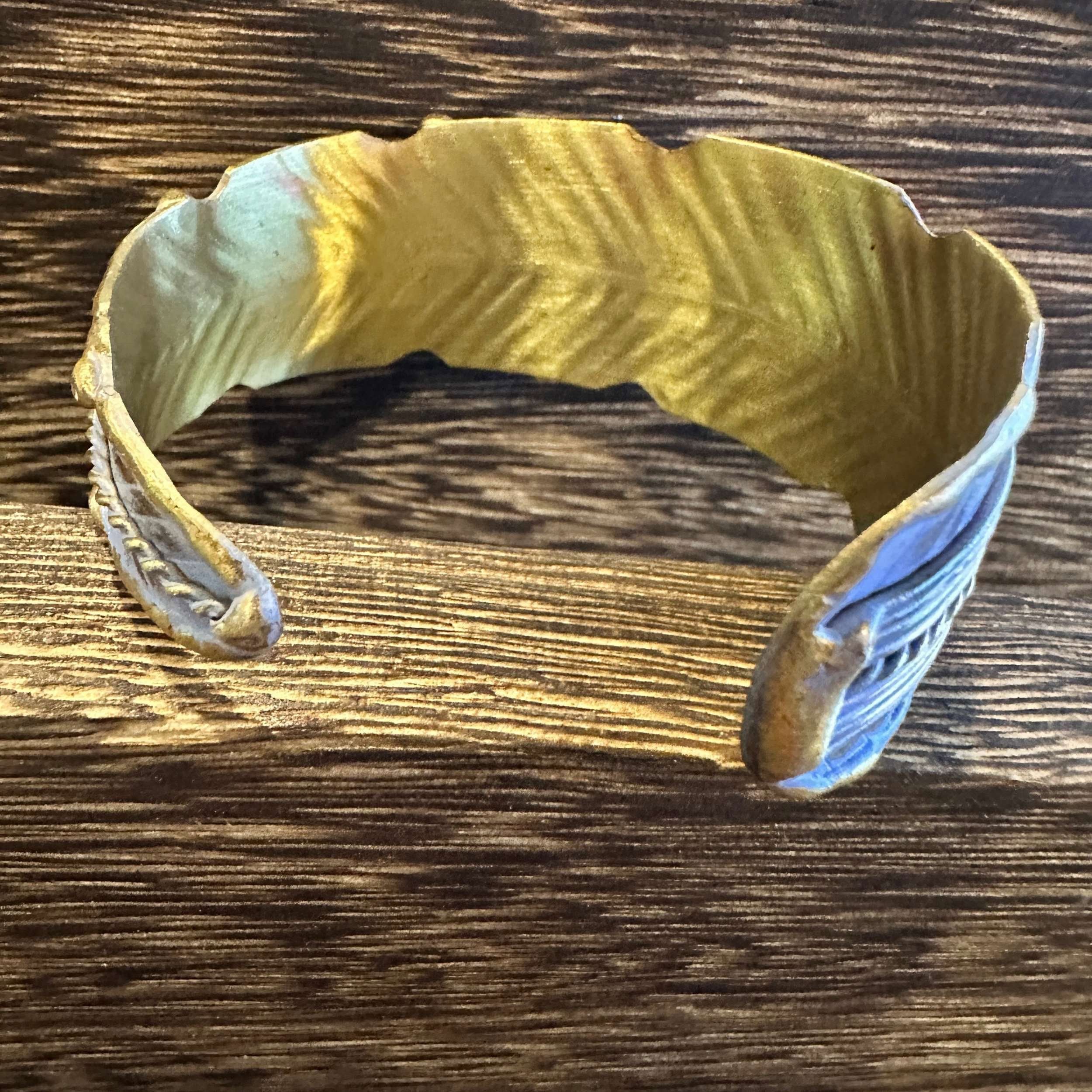 Other Patina Green Leaf Cuff Bracelet - 2in Wide Adjustable Brass Size ONE SIZE - 9 Thumbnail