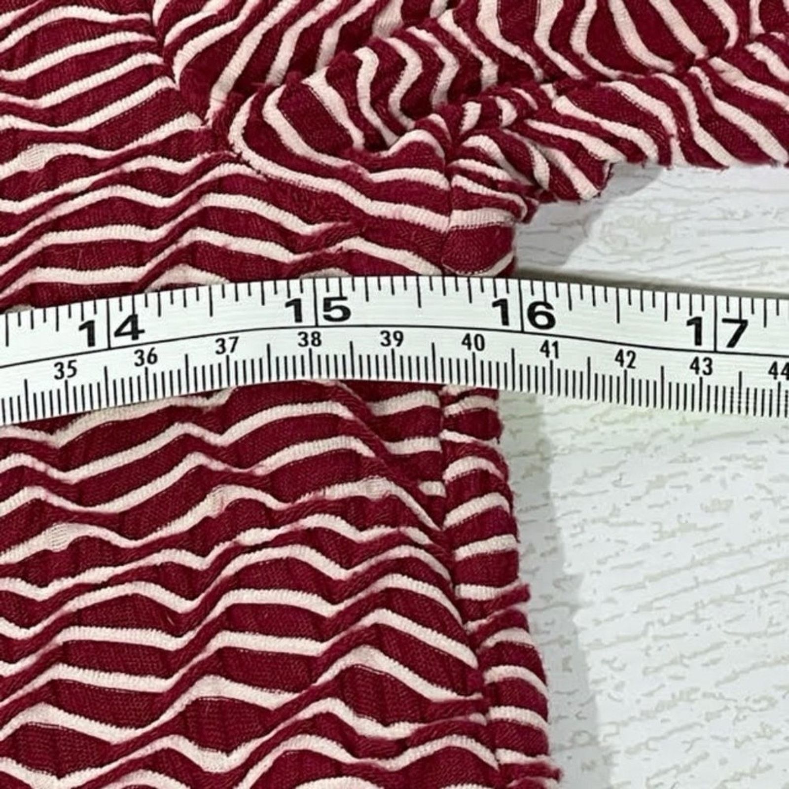 Anthropologie Maeve Anthropologie Burgundy Red White Wavy Stripe Dress Size S / US 4 / IT 40 - 6 Thumbnail
