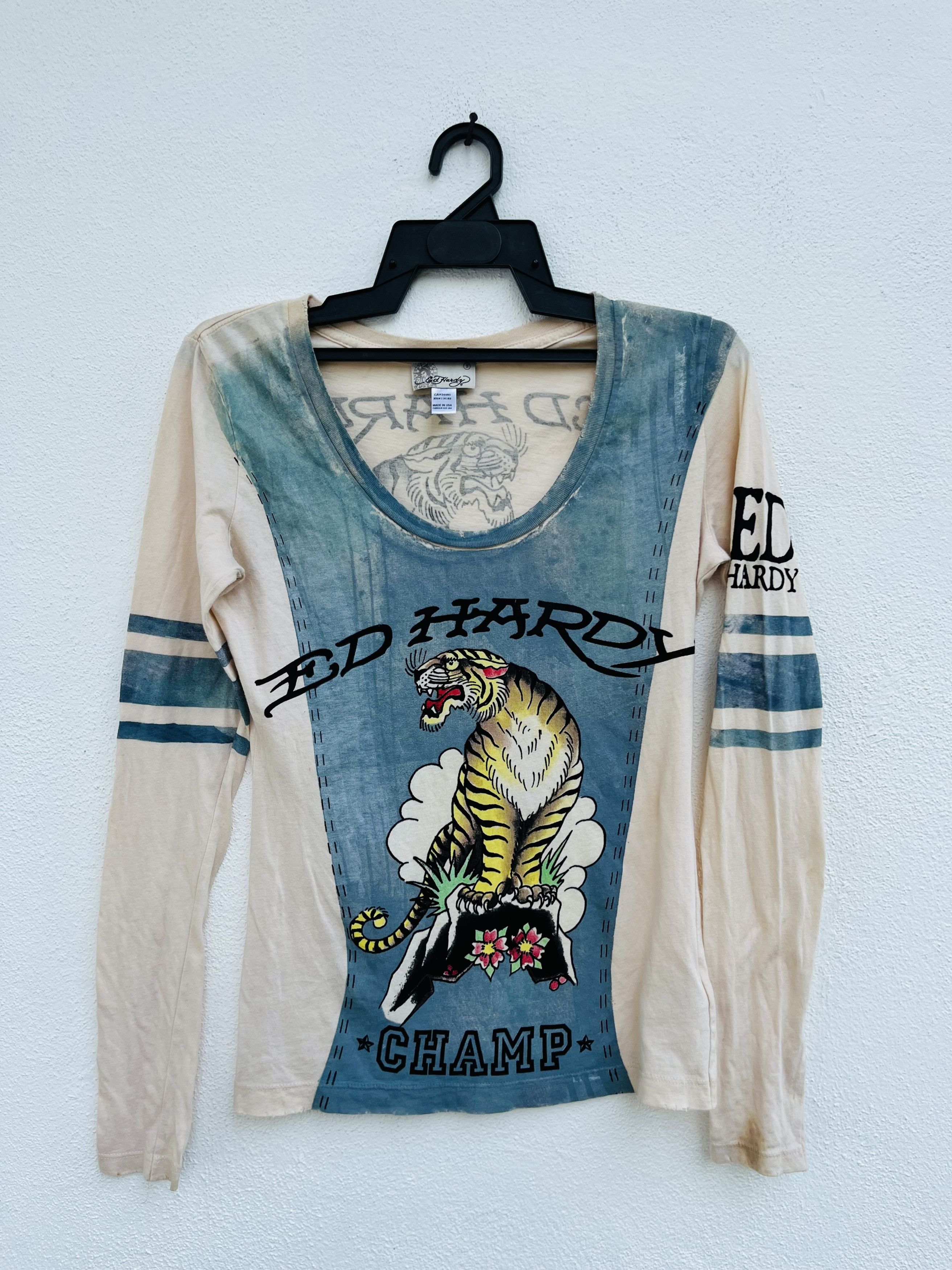Ed Hardy × Japanese Brand Vintage Ed Hardy Champ Angry Tiger Long Sleeve Size S / US 4 / IT 40 - 17 Thumbnail