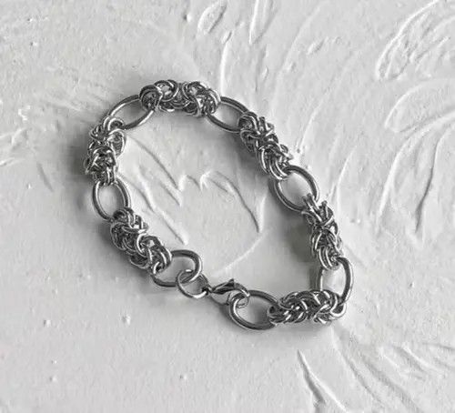 Jewelry × Vintage Silver Barbed Chainlink Bracelet (18 & 21 CM) Size ONE SIZE - 1 Thumbnail