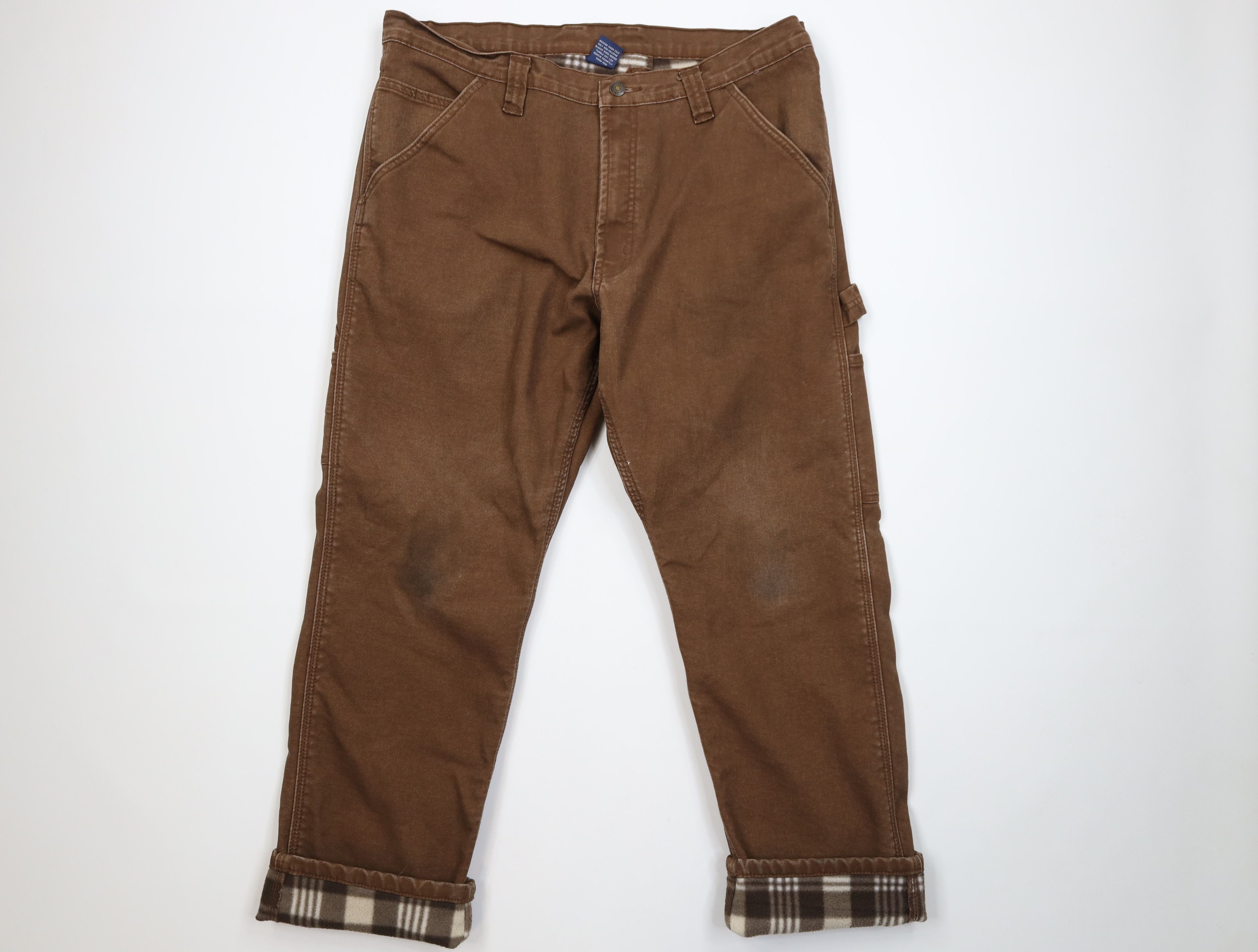 Vintage Vintage Streetwear Fleece Lined Canvas Dungaree Pants Brown Size US 36 / EU 52 - 1 Thumbnail