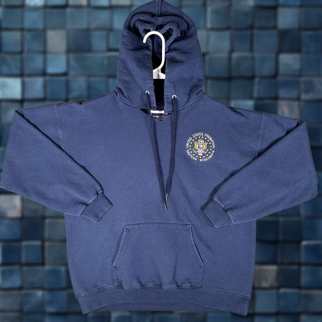 Hanes VINTAGE United States Probation Sweatshirt Mens Medium Blue Embroidered Drawstring READ Size US M / EU 48-50 / 2 - 1 Thumbnail