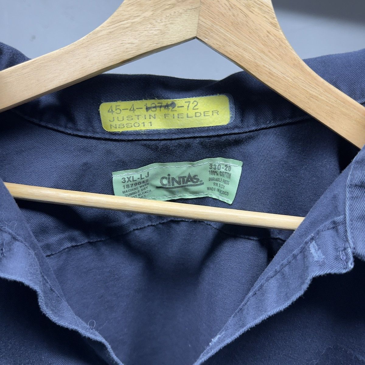 Vintage Thrashed Faded Distressed Blue Work Shirt ERD Grunge Chrome Size US XXL / EU 58 / 5 - 5 Thumbnail