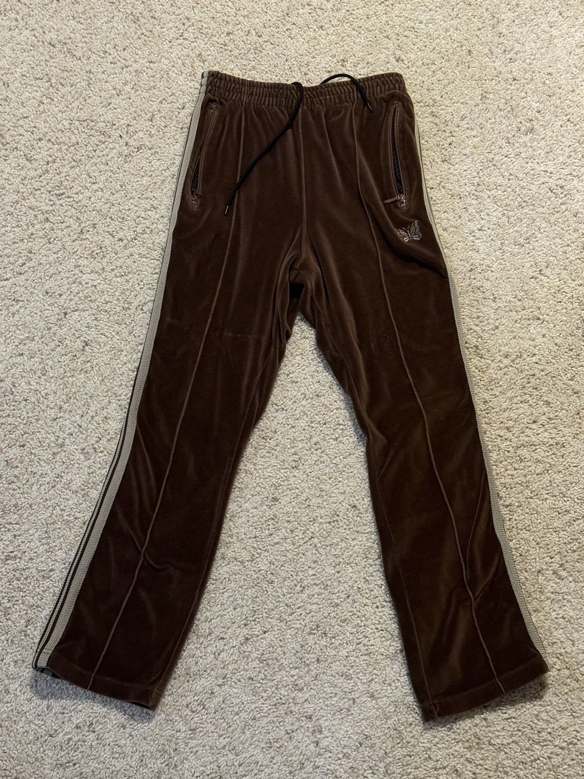 Needles Needles Velour/Velvet Trackpants - Brown Size US 30 / EU 46 - 1 Thumbnail