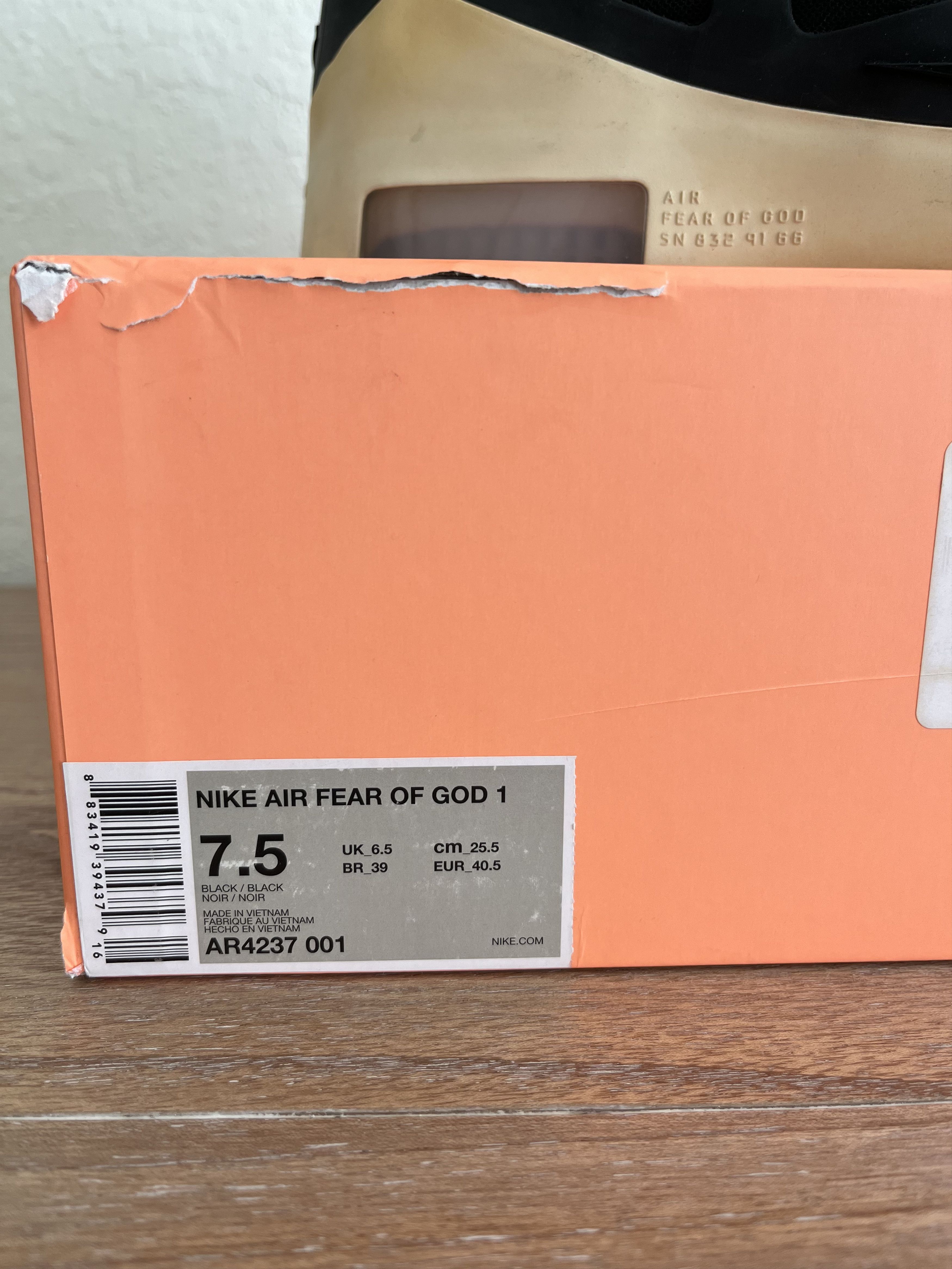 Fear of God × Nike Nike Air Fear of God 1 ‘Black’ Size US 7.5 / EU 40-41 - 8 Thumbnail