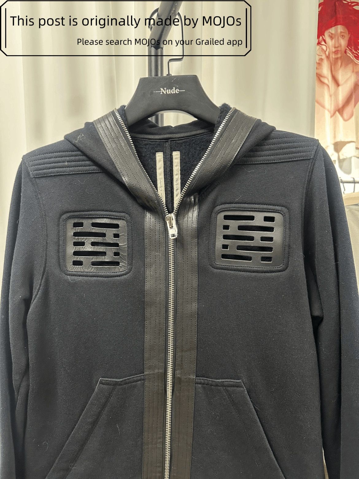 Rick Owens Rick Owens Hollow Pattern Leather Joint Zip-up Hoodie Size US M / EU 48-50 / 2 - 2 Thumbnail