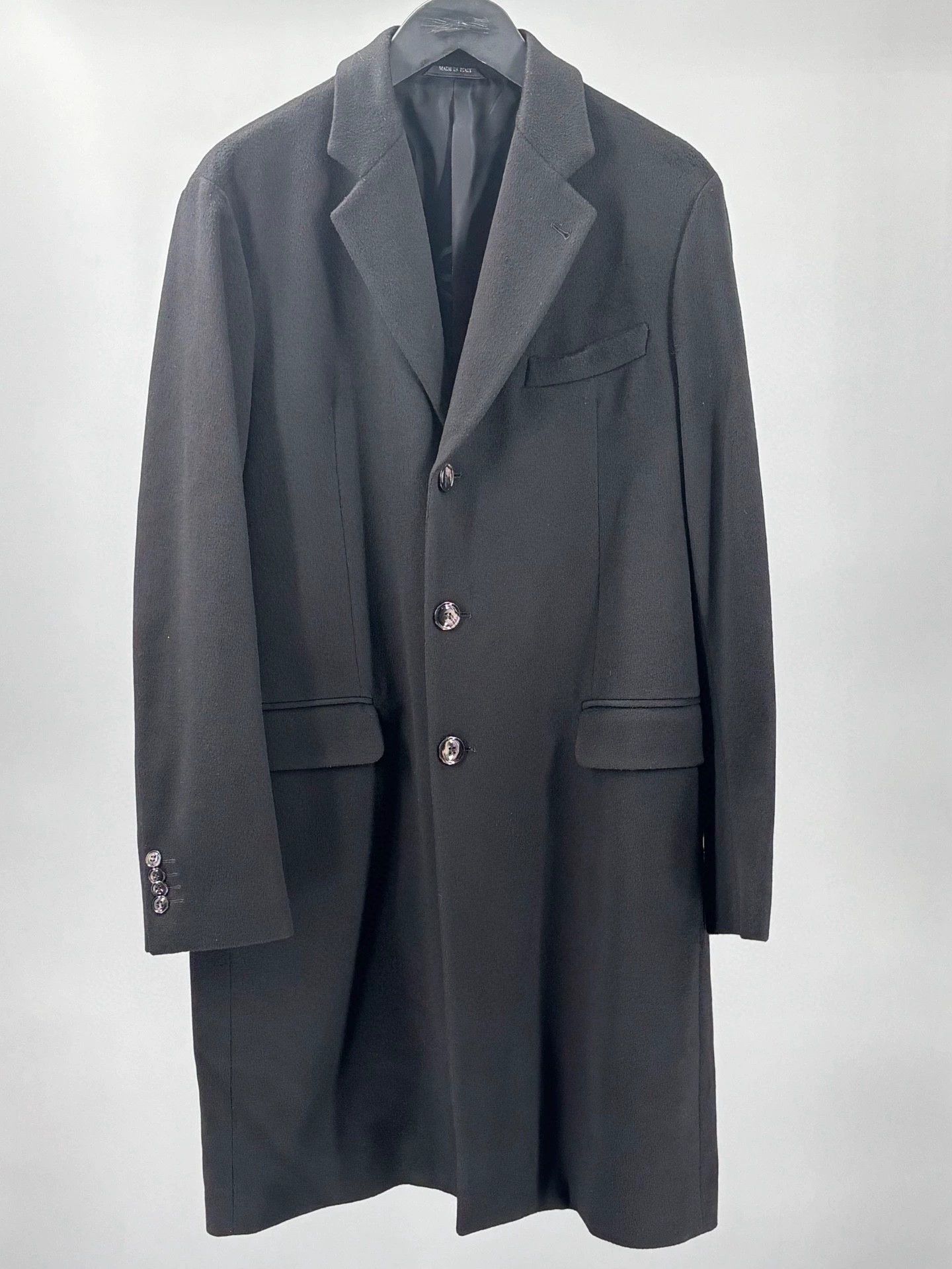 black wool and cashmere overcoat for men