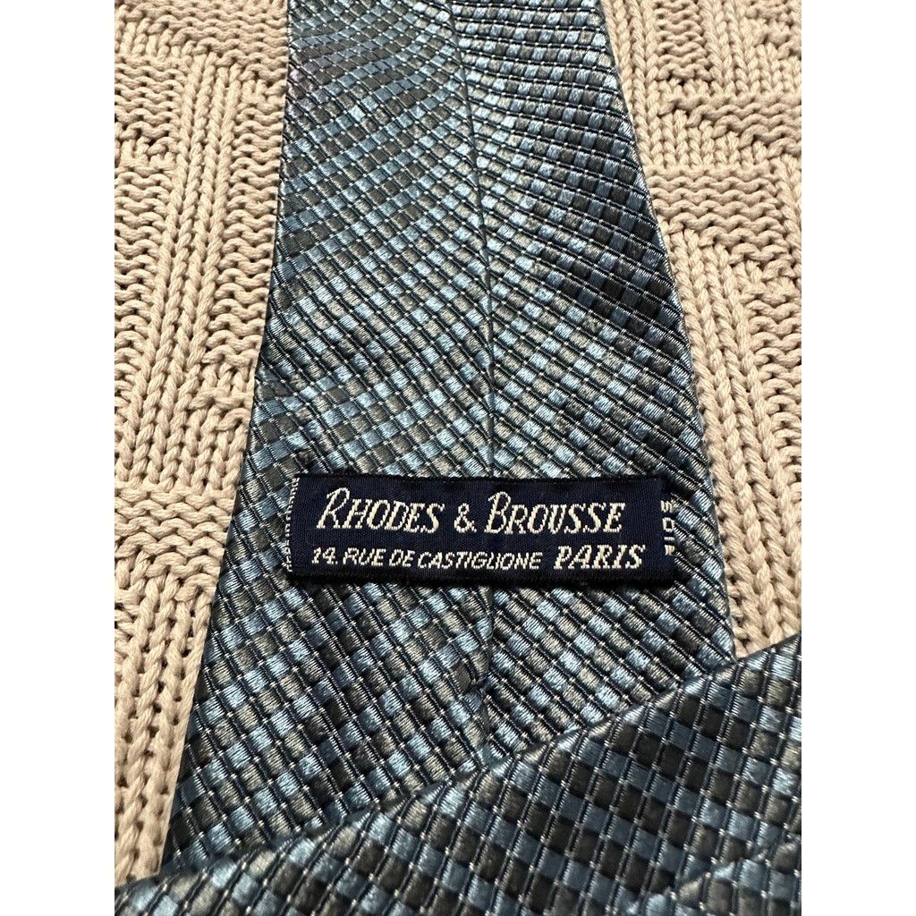 Vintage Vintage Rhodes & Brousse woven blue and silver silk tie Size ONE SIZE - 4 Thumbnail