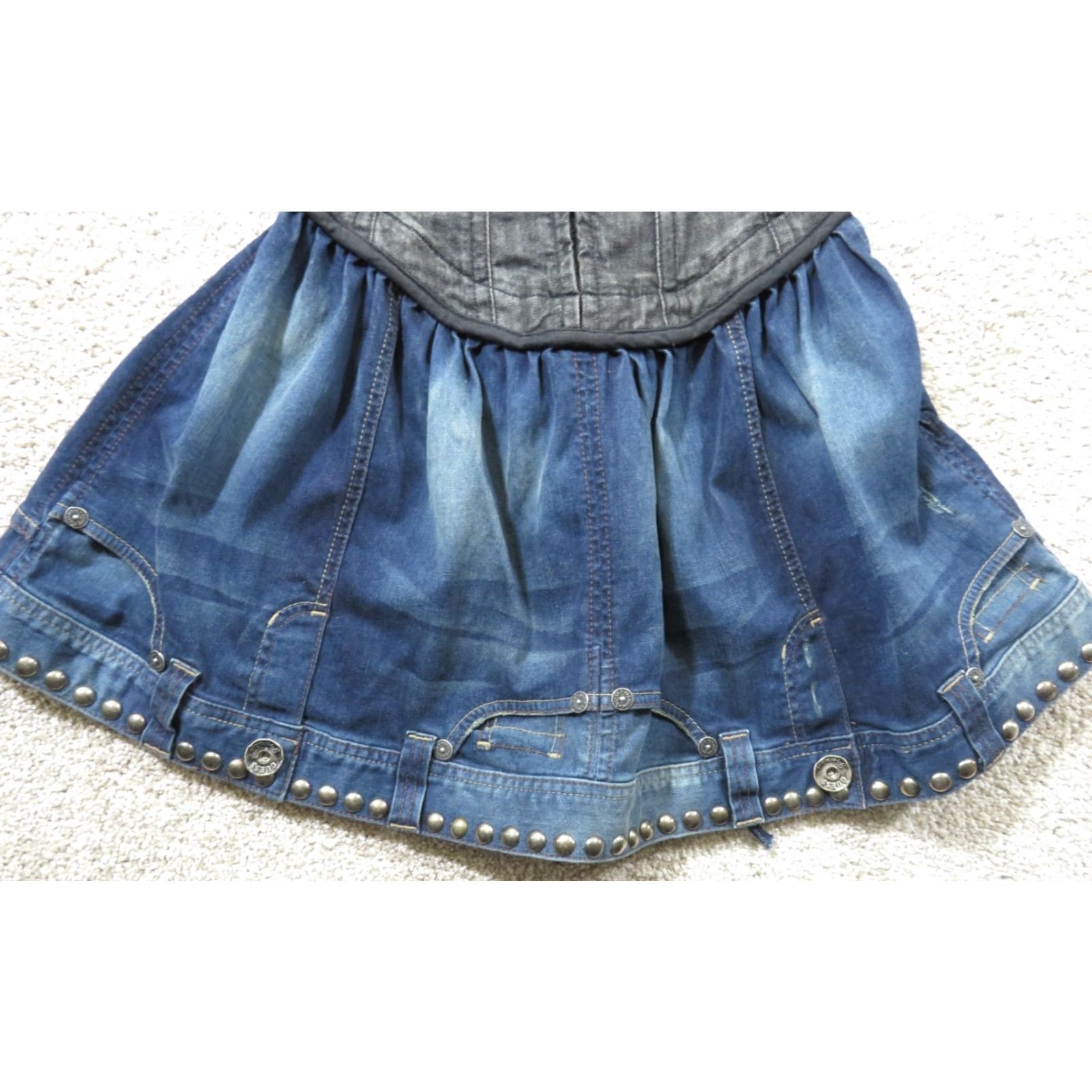 Guess VINTAGE GUESS Denim Studded Corset Bustier Top NWT 2000s Y2K Blue Denim Sleeveless Cropped Tank Regular Women Size M / US 6-8 / IT 42-44 - 2 Thumbnail