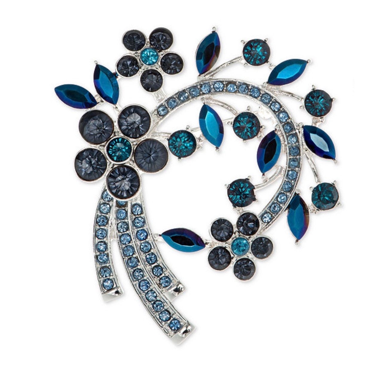 Anne Klein Anne Klein Blue Flower Cluster Arched Pin | NWT Size ONE SIZE - 1 Thumbnail