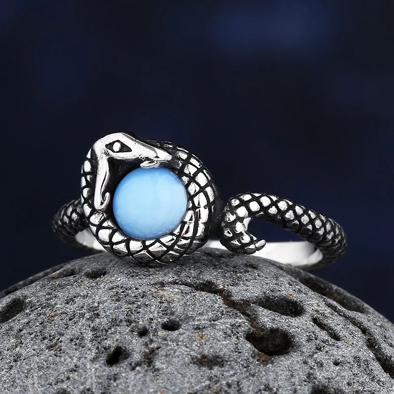 Japanese Brand × Jewelry × Vintage Stainless Steel Snake With Stone Ring Size ONE SIZE - 2 Thumbnail