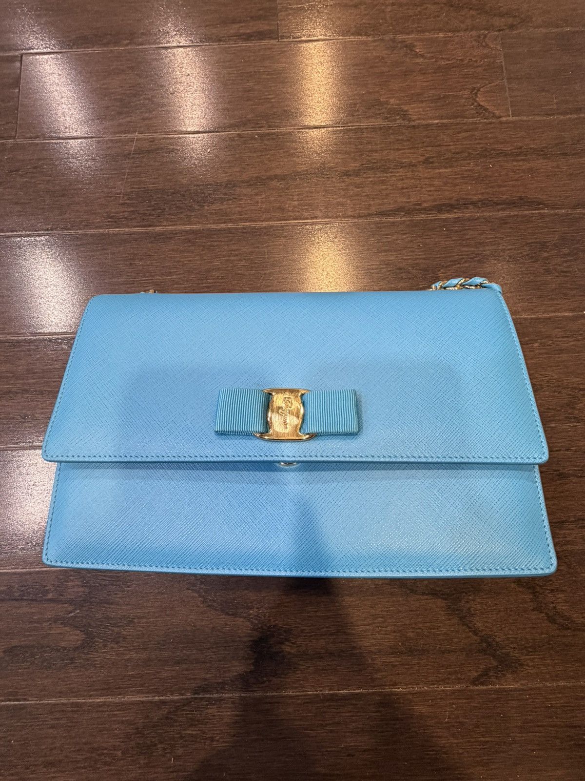 Salvatore Ferragamo NEW Salvatore Ferragamo Ginny Shoulder Bag – Cielo Blue Size ONE SIZE - 1 Thumbnail