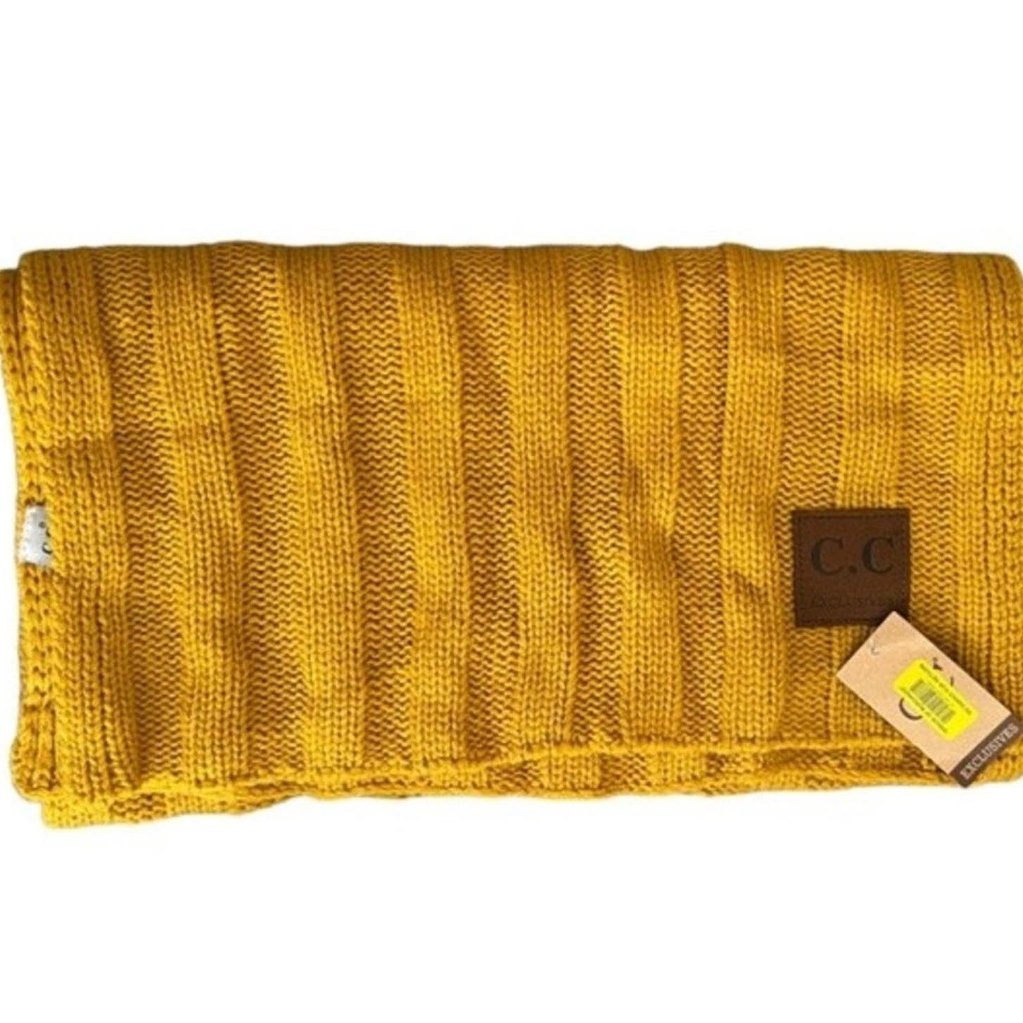 Other C.C Exclusives Knit Yellow Mustard Shawl Scarf, 76"x19" Size ONE SIZE - 2 Thumbnail