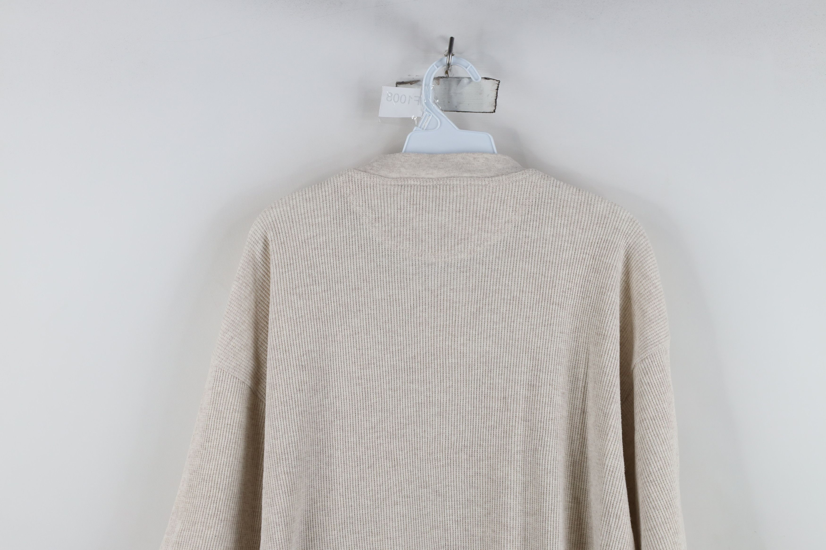 Vintage Vintage 90s Streetwear Waffle Knit Henley T-Shirt Beige Size US XL / EU 56 / 4 - 9 Thumbnail