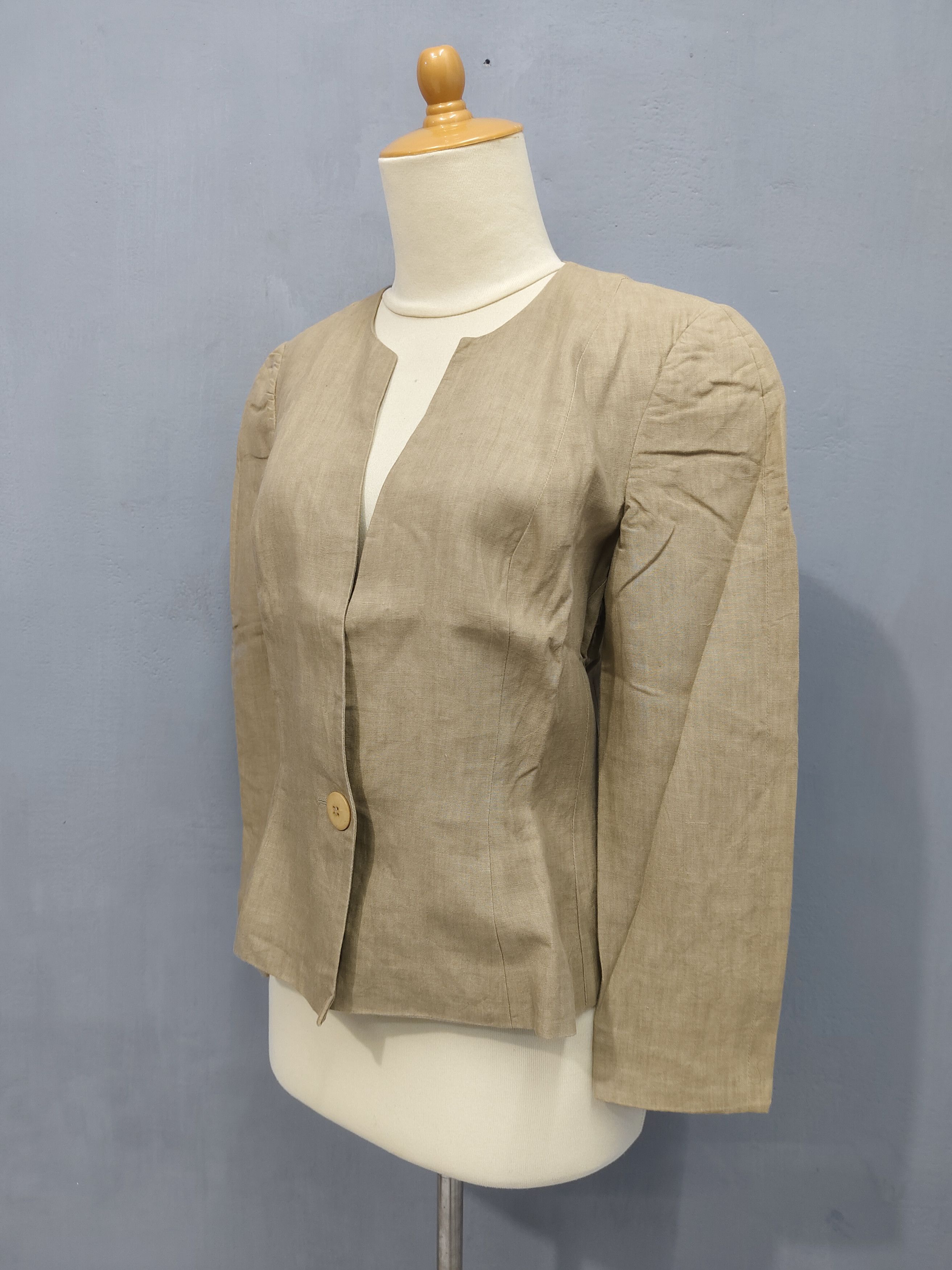 Krizia 90s Krizia🇮🇹 Linen Minimalist Tailored Blazer Jacket Size M / US 6-8 / IT 42-44 - 4 Thumbnail