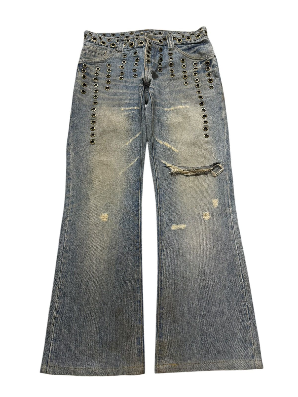 If Six Was Nine Vintage Y2K Japanese Brand Mud Wash Studded Goth Wide Leg Size US 30 / EU 46 - 1 Thumbnail