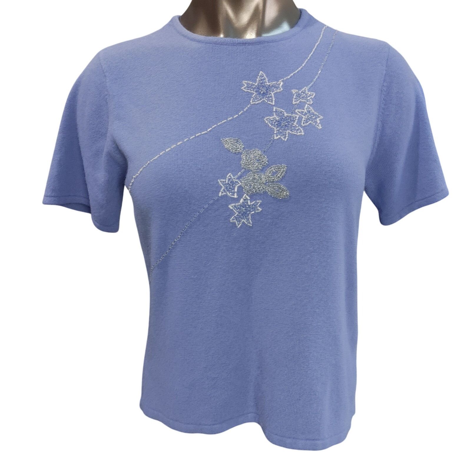 Other Kasper Petite Women 14P Periwinkle Blue Floral Tee Size XL / US 12-14 / IT 48-50 - 1 Thumbnail