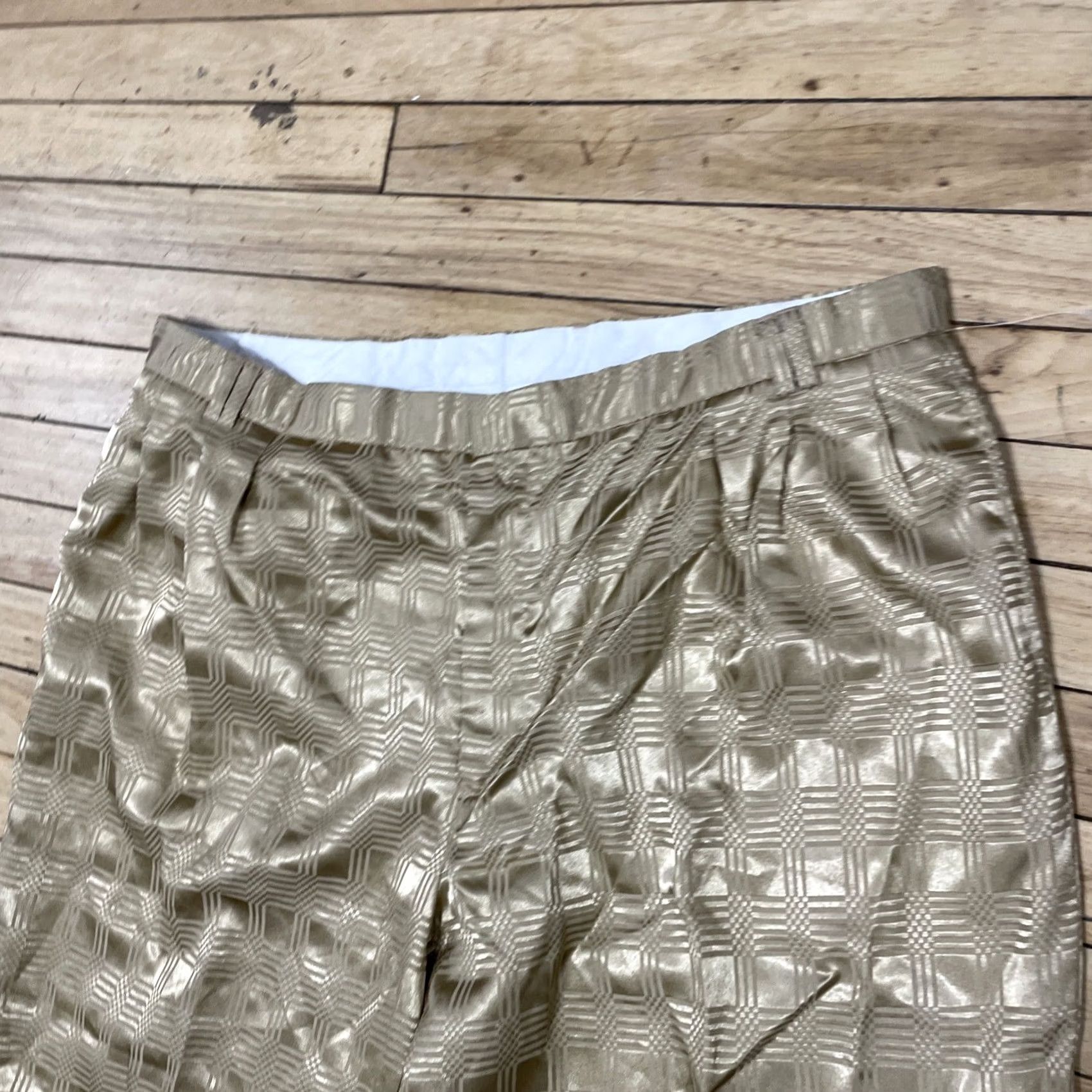 Vintage VINTAGE J.V J Vital Geometry Pleated Disco Pants Men 2XL 42 Geometric 40x30 XXL Brown Yellow Shiny Polyester Pants Mens Vintage disco Size US 40 / EU 56 - 4 Thumbnail